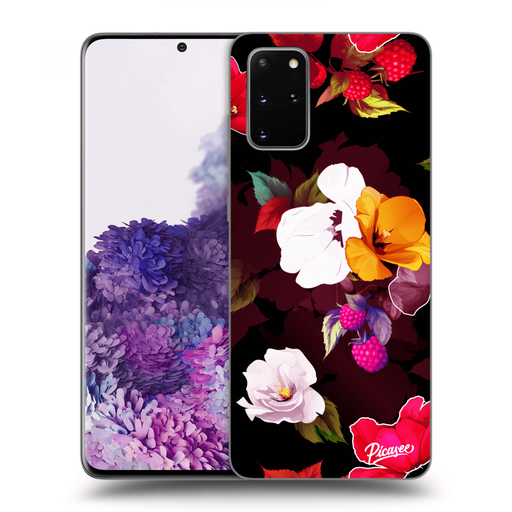 Picasee fekete szilikon tok az alábbi mobiltelefonokra Samsung Galaxy S20+ G985F - Flowers and Berries