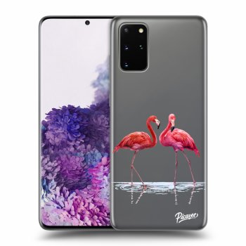 Picasee átlátszó szilikon tok az alábbi mobiltelefonokra Samsung Galaxy S20+ G985F - Flamingos couple