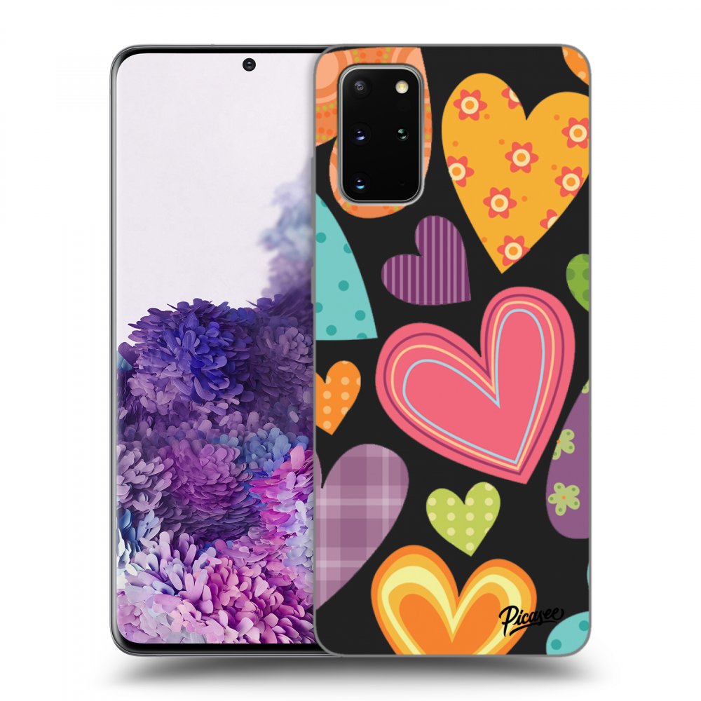 Picasee fekete szilikon tok az alábbi mobiltelefonokra Samsung Galaxy S20+ G985F - Colored heart