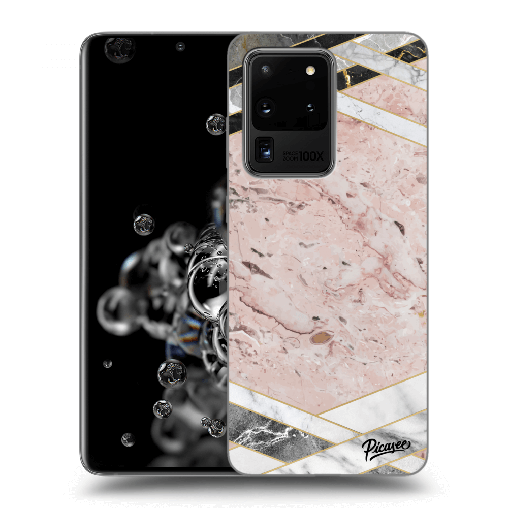 Picasee fekete szilikon tok az alábbi mobiltelefonokra Samsung Galaxy S20 Ultra 5G G988F - Pink geometry