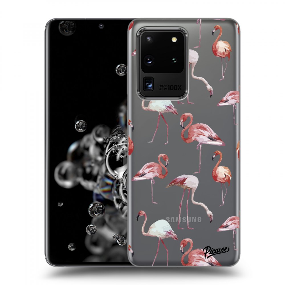 Picasee átlátszó szilikon tok az alábbi mobiltelefonokra Samsung Galaxy S20 Ultra 5G G988F - Flamingos