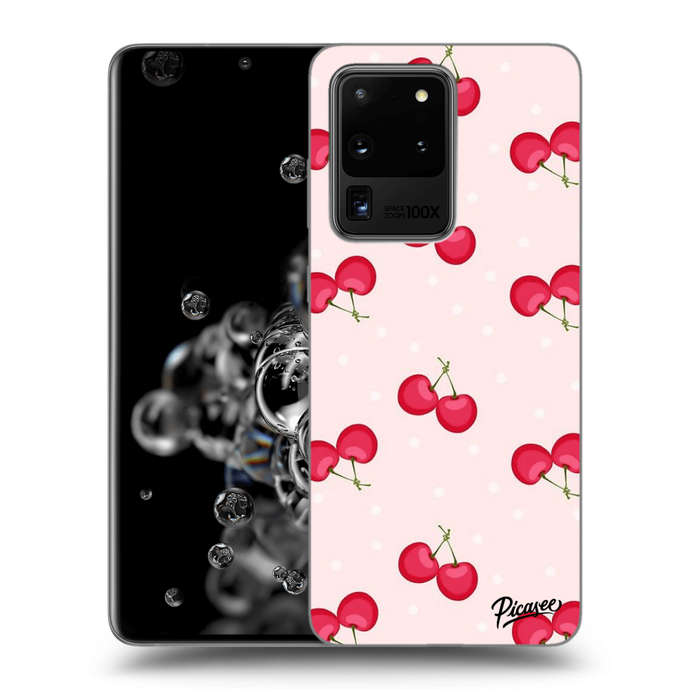 Picasee fekete szilikon tok az alábbi mobiltelefonokra Samsung Galaxy S20 Ultra 5G G988F - Cherries