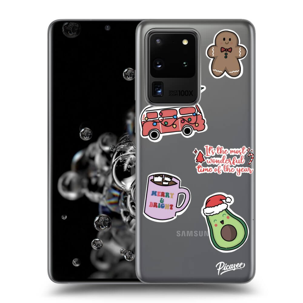Picasee átlátszó szilikon tok az alábbi mobiltelefonokra Samsung Galaxy S20 Ultra 5G G988F - Christmas Stickers