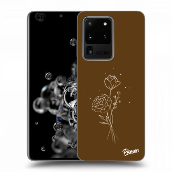Picasee átlátszó szilikon tok az alábbi mobiltelefonokra Samsung Galaxy S20 Ultra 5G G988F - Brown flowers