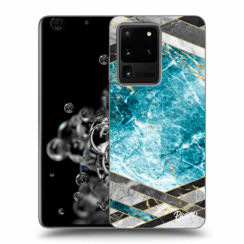 Picasee átlátszó szilikon tok az alábbi mobiltelefonokra Samsung Galaxy S20 Ultra 5G G988F - Blue geometry
