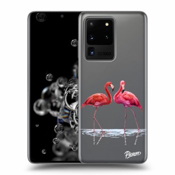 Picasee átlátszó szilikon tok az alábbi mobiltelefonokra Samsung Galaxy S20 Ultra 5G G988F - Flamingos couple