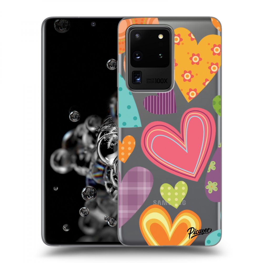 Picasee átlátszó szilikon tok az alábbi mobiltelefonokra Samsung Galaxy S20 Ultra 5G G988F - Colored heart