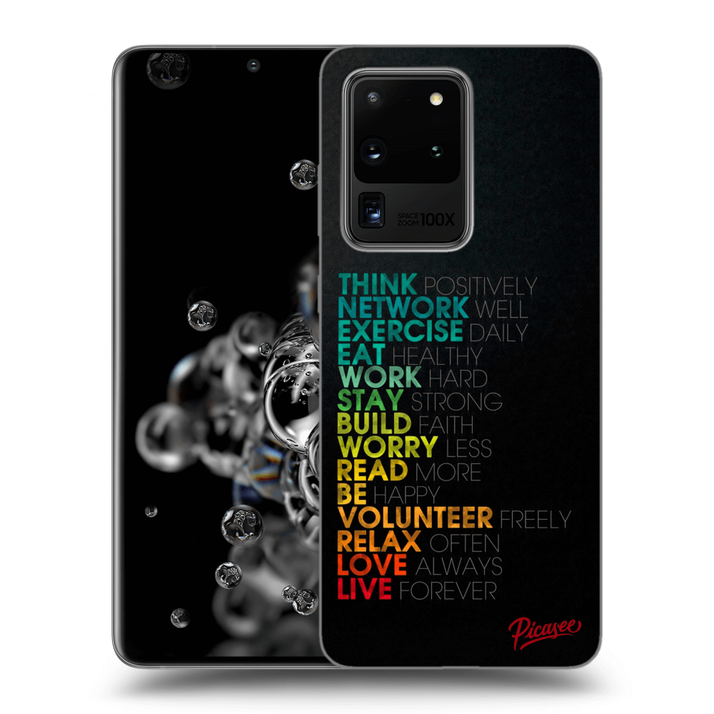 Picasee fekete szilikon tok az alábbi mobiltelefonokra Samsung Galaxy S20 Ultra 5G G988F - Motto life
