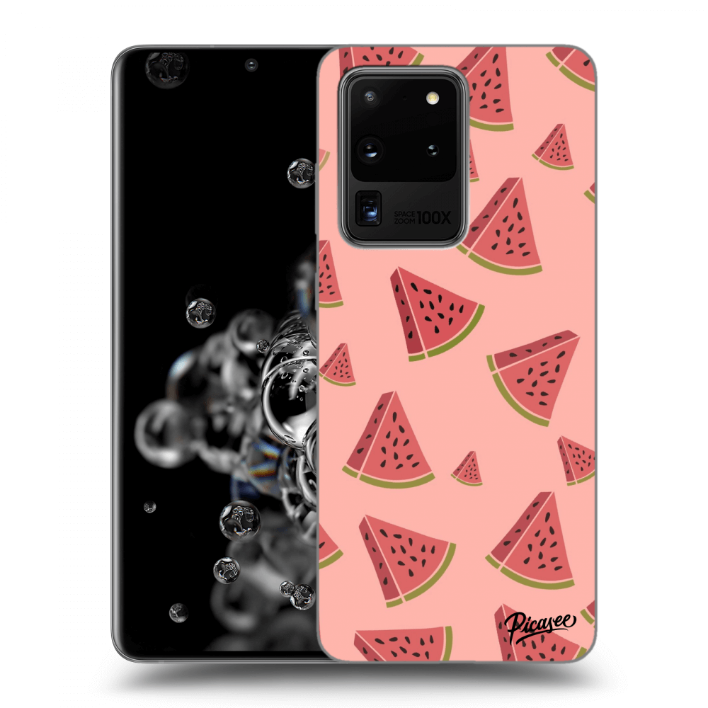 Picasee fekete szilikon tok az alábbi mobiltelefonokra Samsung Galaxy S20 Ultra 5G G988F - Watermelon