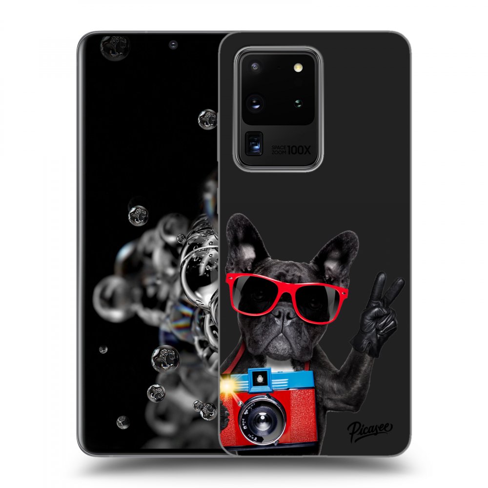 Picasee fekete szilikon tok az alábbi mobiltelefonokra Samsung Galaxy S20 Ultra 5G G988F - French Bulldog