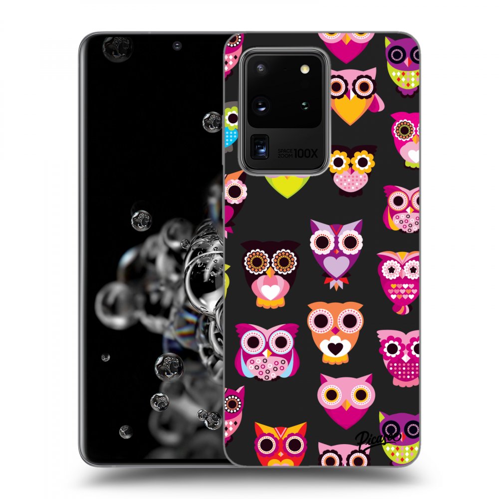 Picasee fekete szilikon tok az alábbi mobiltelefonokra Samsung Galaxy S20 Ultra 5G G988F - Owls