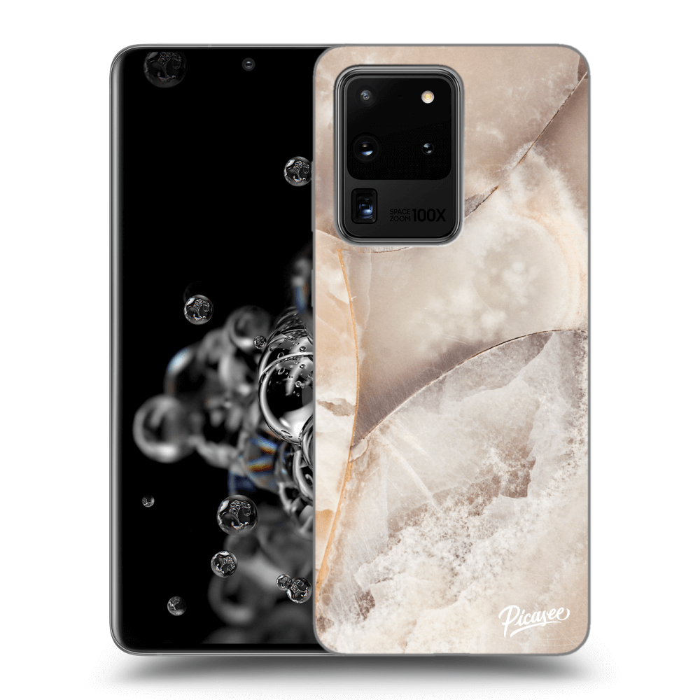 Picasee fekete szilikon tok az alábbi mobiltelefonokra Samsung Galaxy S20 Ultra 5G G988F - Cream marble