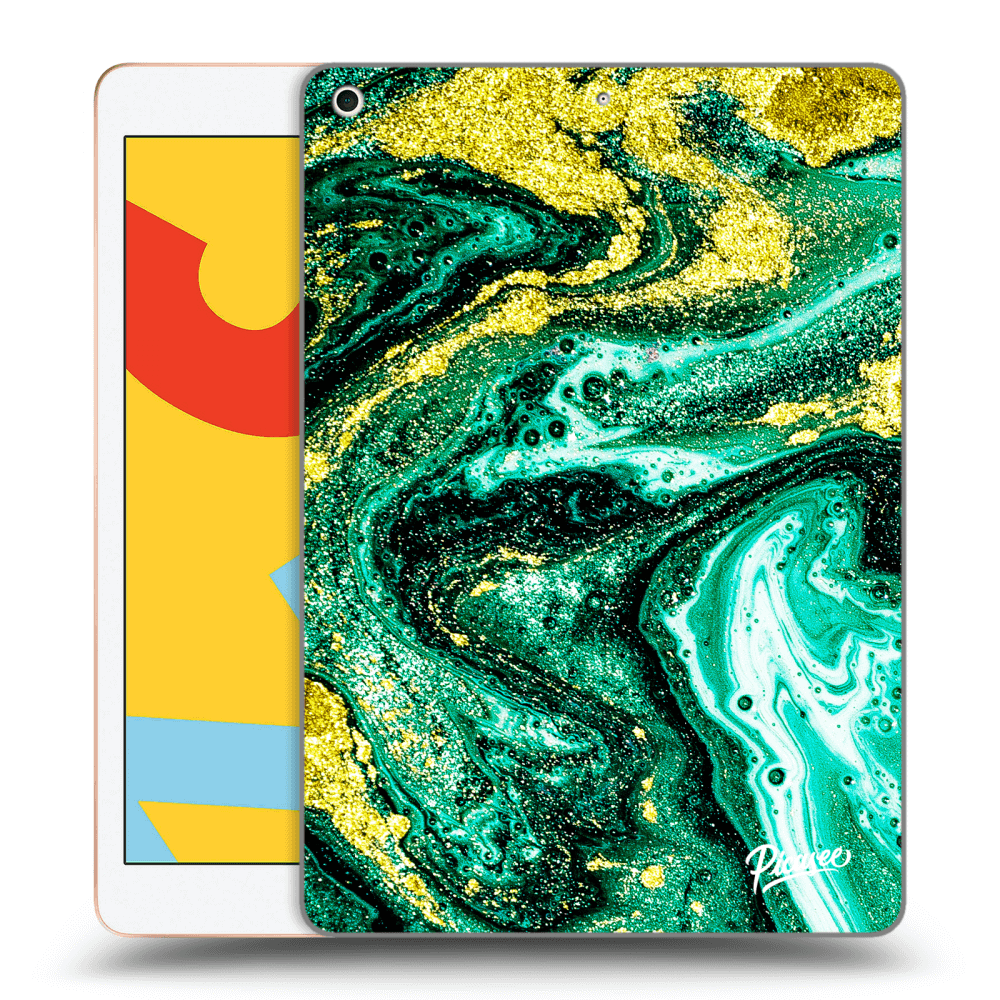 Picasee fekete szilikon tok az alábbi táblagépre Apple iPad 10.2" 2019 (7. gen) - Green Gold