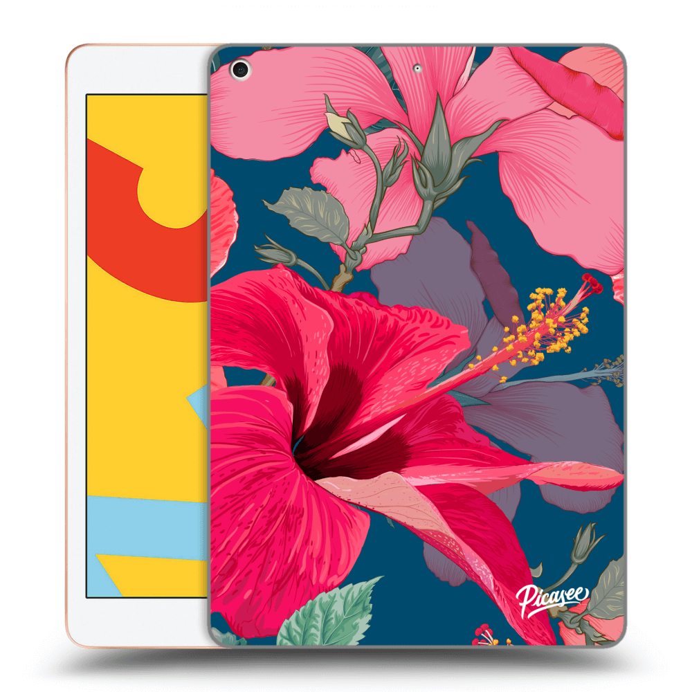 Picasee fekete szilikon tok az alábbi táblagépre Apple iPad 10.2" 2019 (7. gen) - Hibiscus
