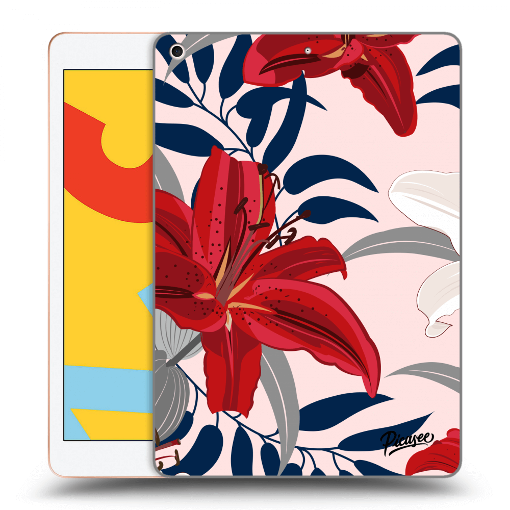 Picasee átlátszó szilikon tok az alábbi táblagépre Apple iPad 10.2" 2019 (7. gen) - Red Lily