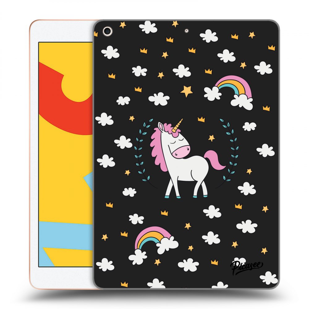 Picasee fekete szilikon tok az alábbi táblagépre Apple iPad 10.2" 2019 (7. gen) - Unicorn star heaven