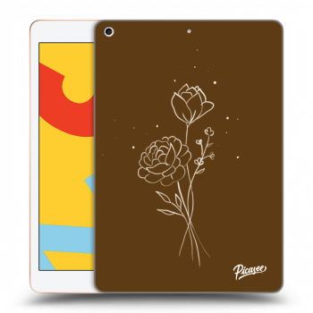 Picasee fekete szilikon tok az alábbi táblagépre Apple iPad 10.2" 2019 (7. gen) - Brown flowers