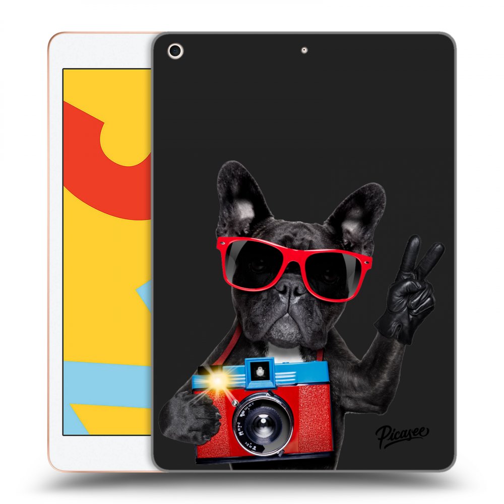 Picasee fekete szilikon tok az alábbi táblagépre Apple iPad 10.2" 2019 (7. gen) - French Bulldog