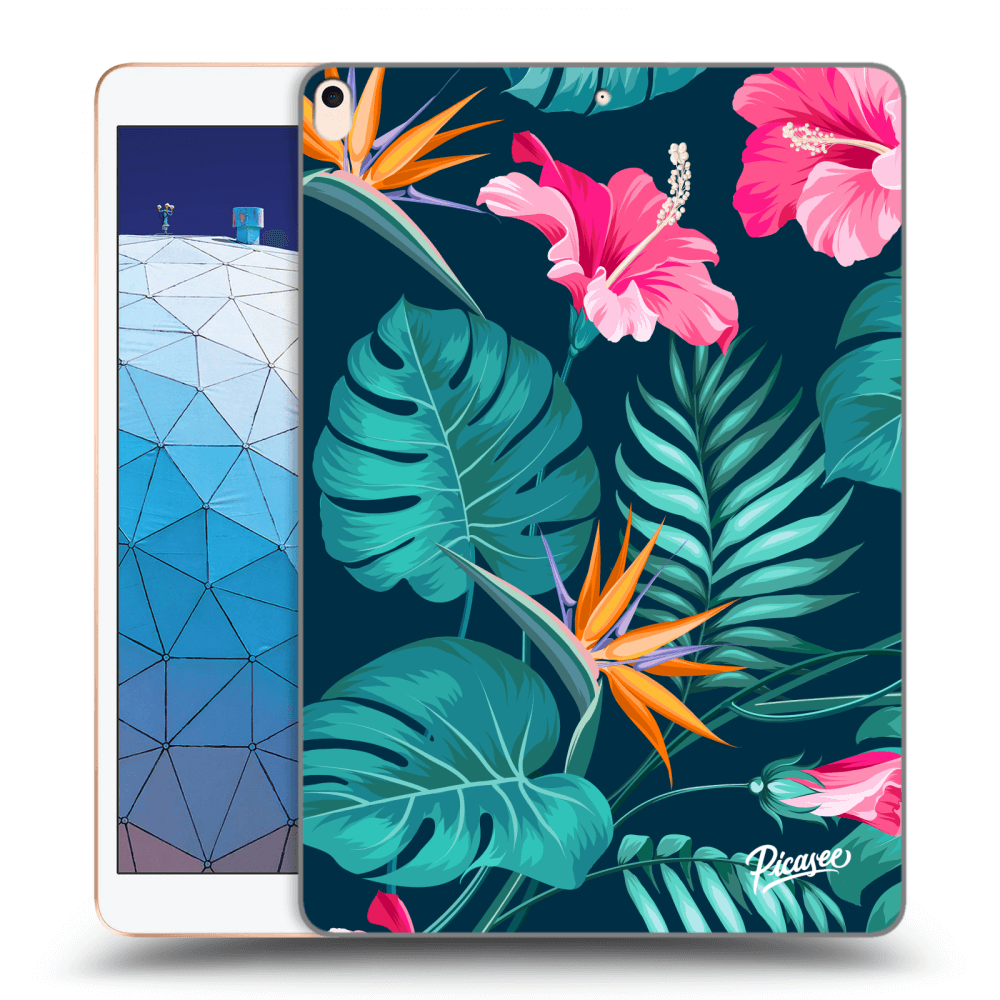 Picasee fekete szilikon tok az alábbi táblagépre Apple iPad Air 10.5" 2019 (3.gen) - Pink Monstera