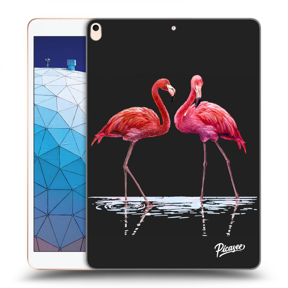Picasee fekete szilikon tok az alábbi táblagépre Apple iPad Air 10.5" 2019 (3.gen) - Flamingos couple