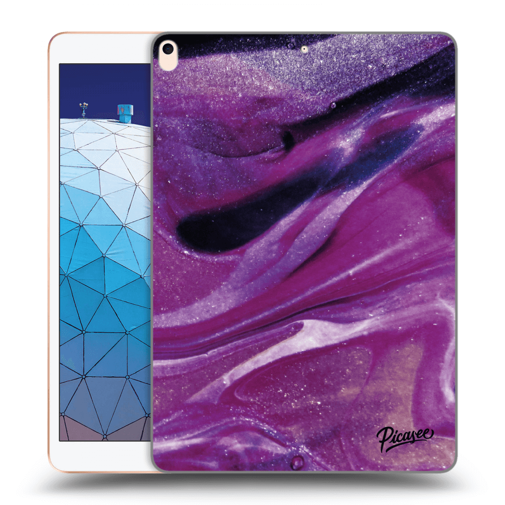 Picasee fekete szilikon tok az alábbi táblagépre Apple iPad Air 10.5" 2019 (3.gen) - Purple glitter