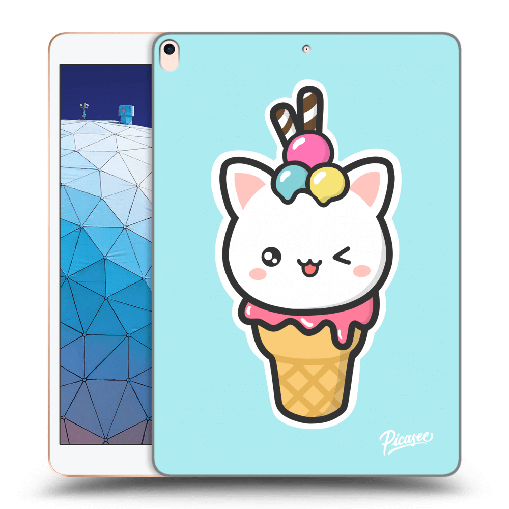 Picasee átlátszó szilikon tok az alábbi táblagépre Apple iPad Air 10.5" 2019 (3.gen) - Ice Cream Cat