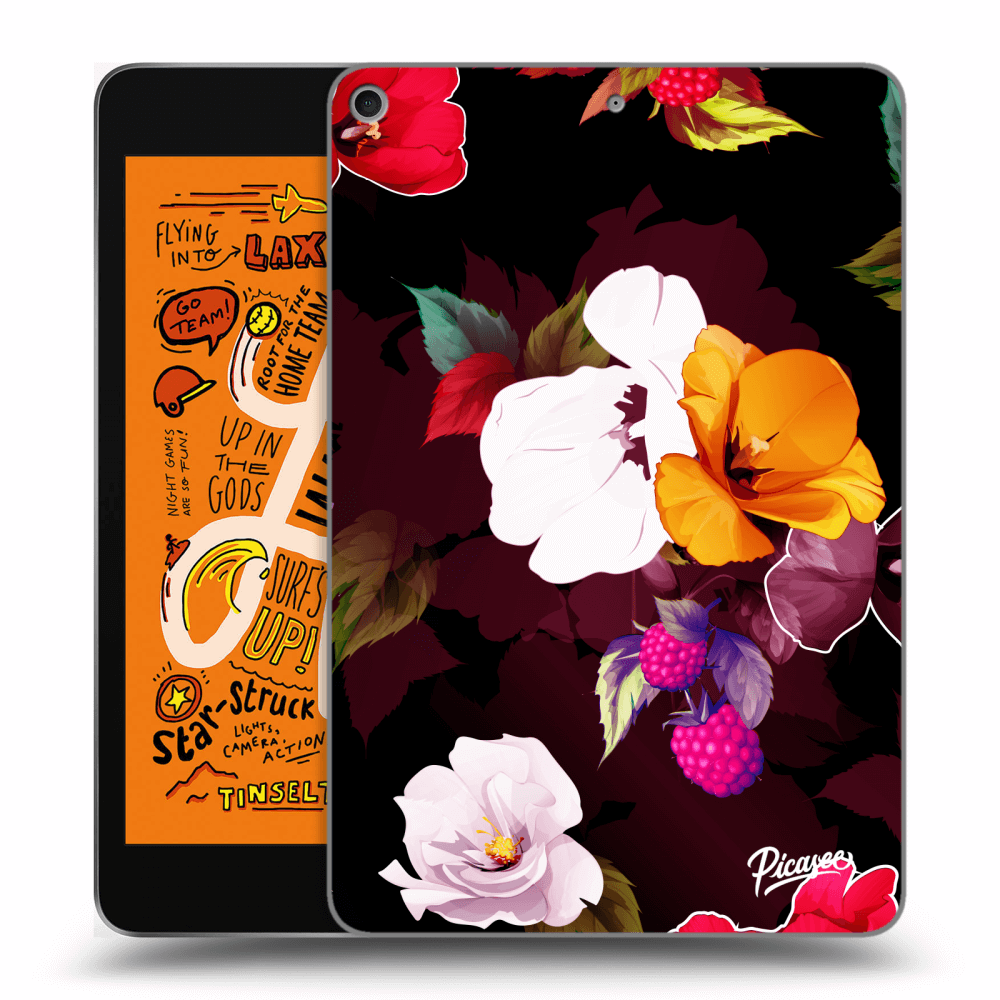 Picasee fekete szilikon tok az alábbi táblagépre Apple iPad mini 2019 (5. gen) - Flowers and Berries