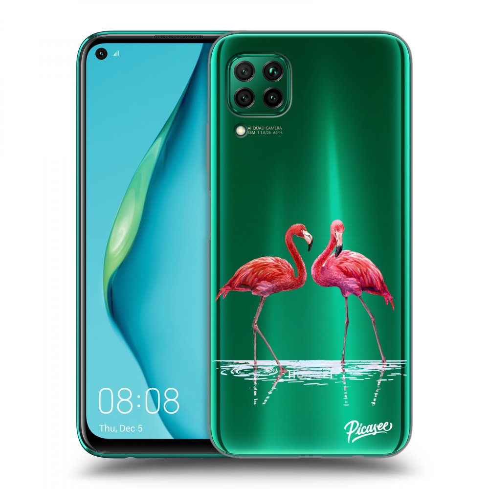 Picasee átlátszó szilikon tok az alábbi mobiltelefonokra Huawei P40 Lite - Flamingos couple