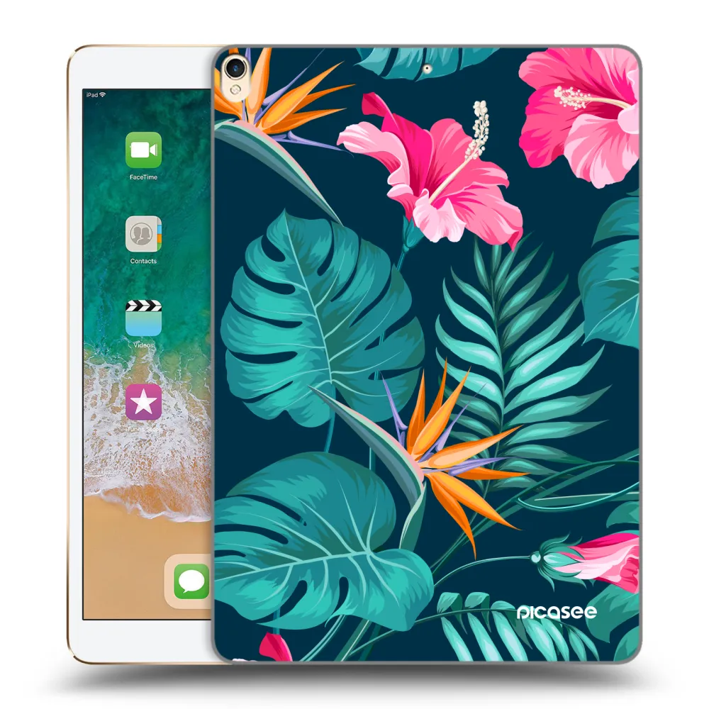 Picasee átlátszó szilikon tok az alábbi táblagépre Apple iPad Pro 10.5" 2017 (2. gen) - Pink Monstera
