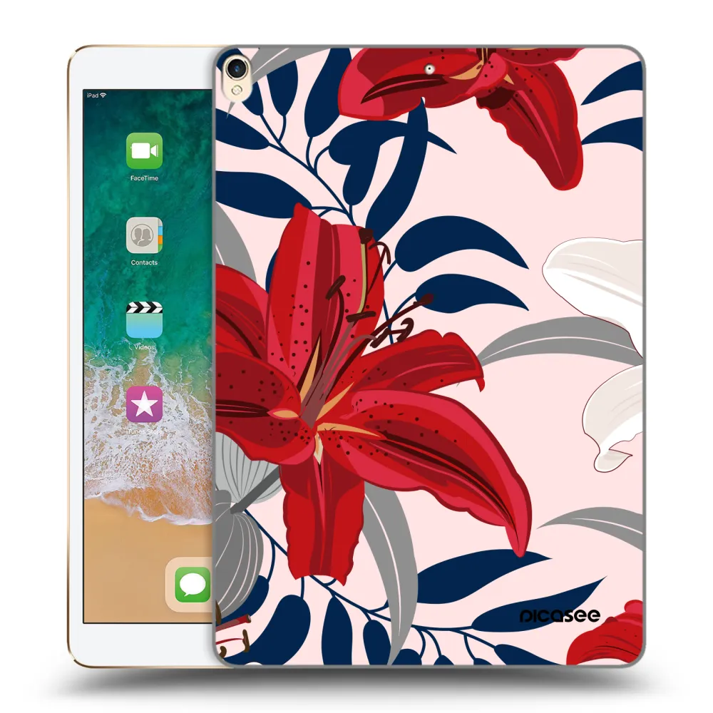 Picasee átlátszó szilikon tok az alábbi táblagépre Apple iPad Pro 10.5" 2017 (2. gen) - Red Lily