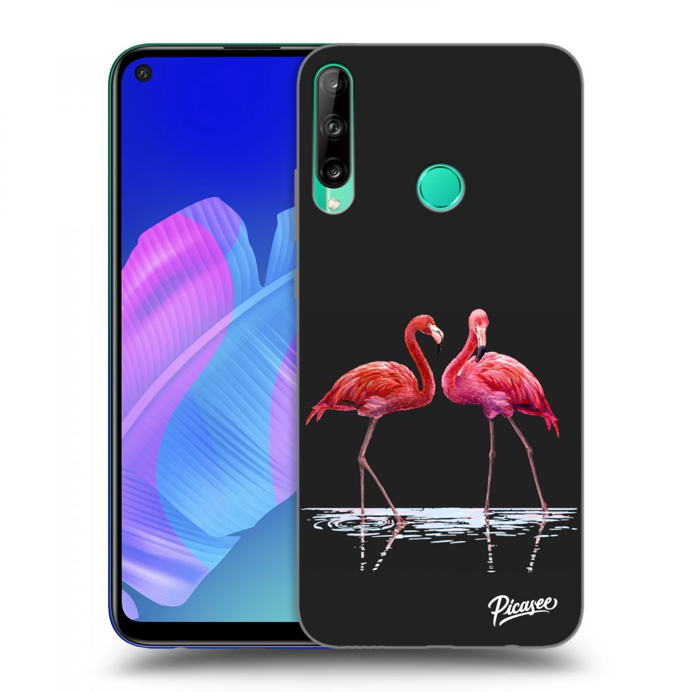 Picasee fekete szilikon tok az alábbi mobiltelefonokra Huawei P40 Lite E - Flamingos couple