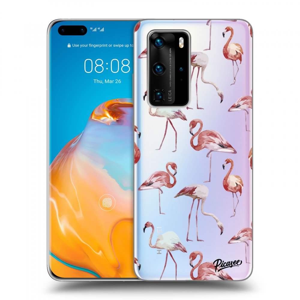 Picasee átlátszó szilikon tok az alábbi mobiltelefonokra Huawei P40 Pro - Flamingos