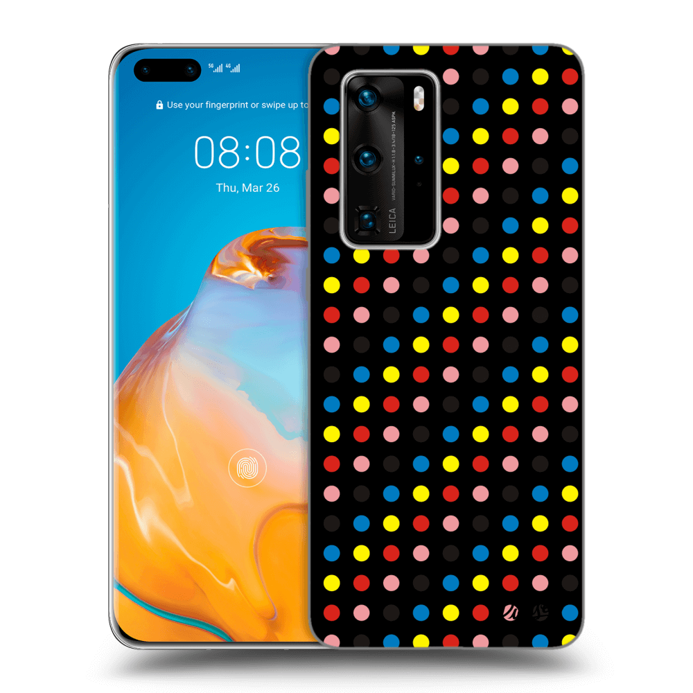Picasee fekete szilikon tok az alábbi mobiltelefonokra Huawei P40 Pro - Colorful dots