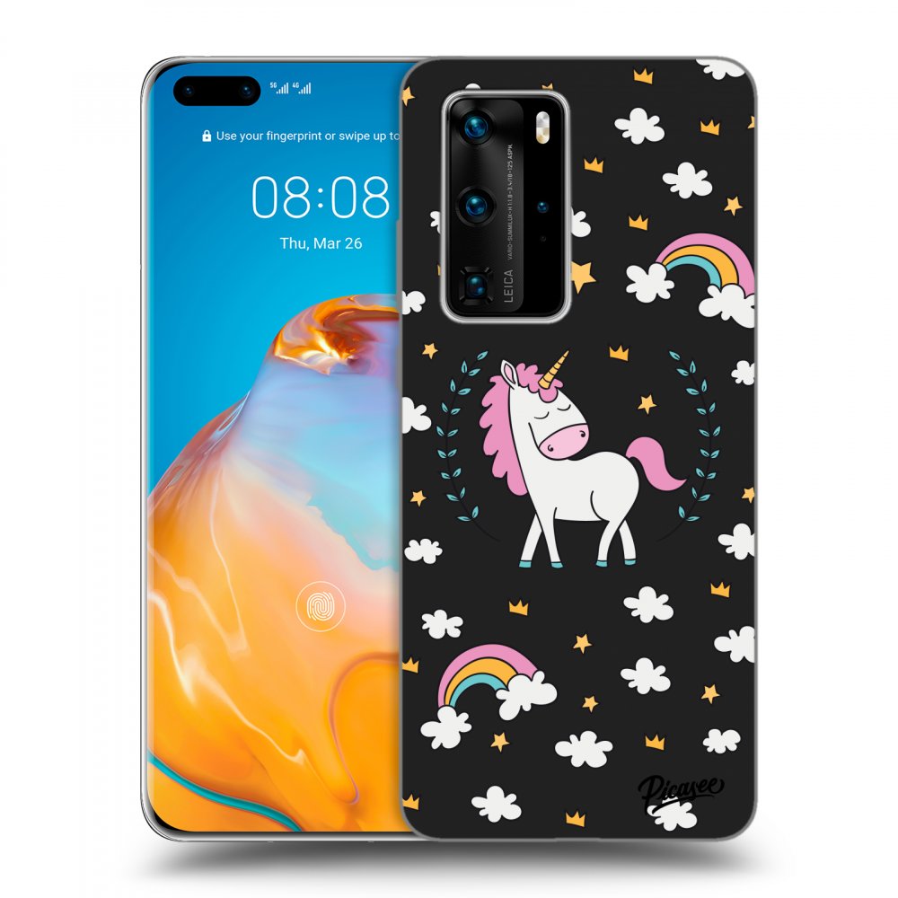Picasee fekete szilikon tok az alábbi mobiltelefonokra Huawei P40 Pro - Unicorn star heaven