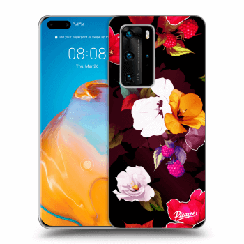 Picasee fekete szilikon tok az alábbi mobiltelefonokra Huawei P40 Pro - Flowers and Berries