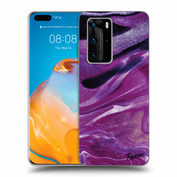 Picasee átlátszó szilikon tok az alábbi mobiltelefonokra Huawei P40 Pro - Purple glitter