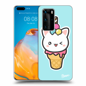 Picasee fekete szilikon tok az alábbi mobiltelefonokra Huawei P40 Pro - Ice Cream Cat