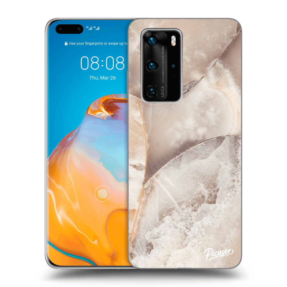 Picasee átlátszó szilikon tok az alábbi mobiltelefonokra Huawei P40 Pro - Cream marble