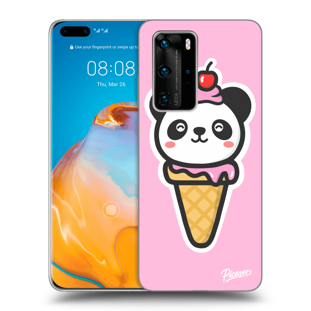 Picasee fekete szilikon tok az alábbi mobiltelefonokra Huawei P40 Pro - Ice Cream Panda