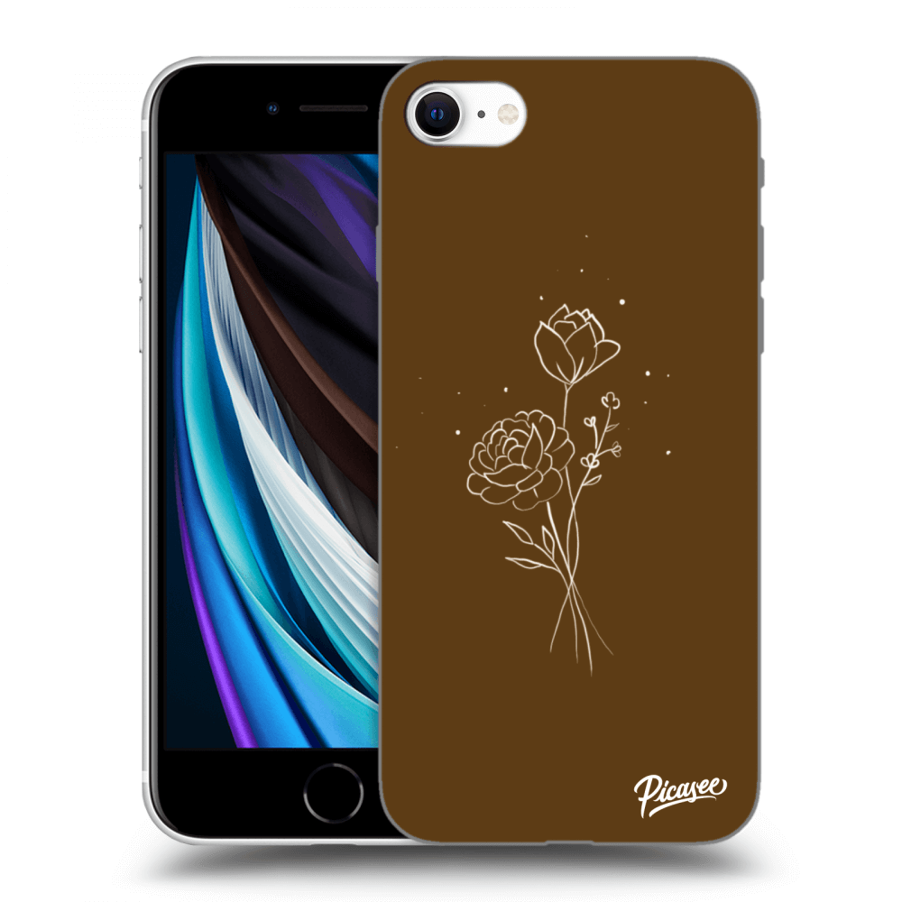 Picasee fekete szilikon tok az alábbi mobiltelefonokra Apple iPhone SE 2020 - Brown flowers