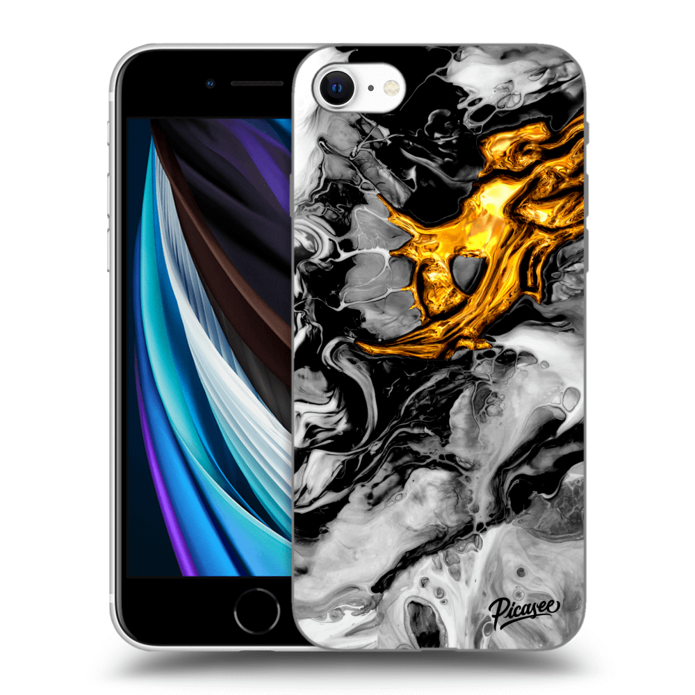 Picasee fekete szilikon tok az alábbi mobiltelefonokra Apple iPhone SE 2020 - Black Gold 2