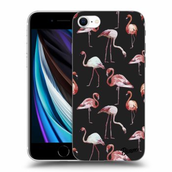 Picasee fekete szilikon tok az alábbi mobiltelefonokra Apple iPhone SE 2020 - Flamingos