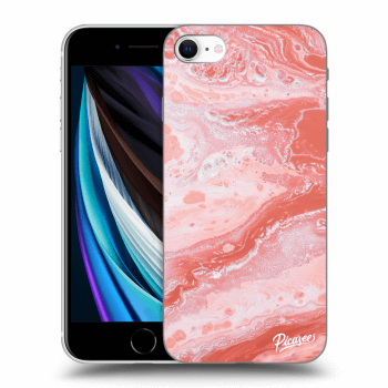 Picasee átlátszó szilikon tok az alábbi mobiltelefonokra Apple iPhone SE 2020 - Red liquid