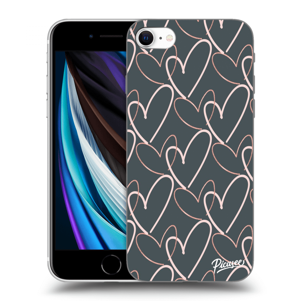 Picasee fekete szilikon tok az alábbi mobiltelefonokra Apple iPhone SE 2020 - Lots of love