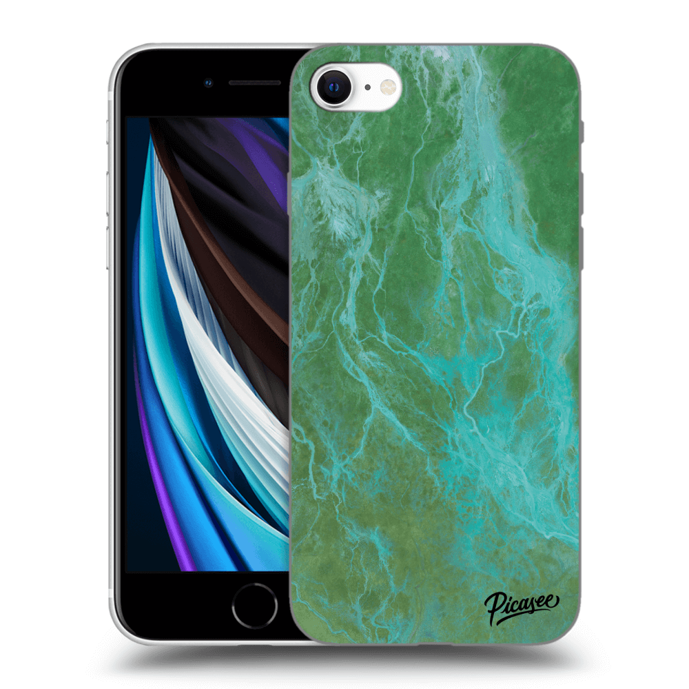 Picasee fekete szilikon tok az alábbi mobiltelefonokra Apple iPhone SE 2020 - Green marble