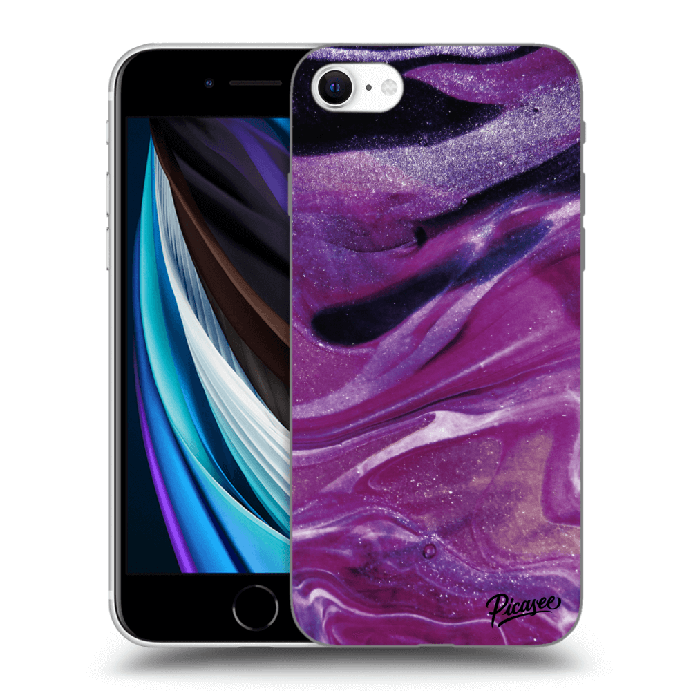 Picasee átlátszó szilikon tok az alábbi mobiltelefonokra Apple iPhone SE 2020 - Purple glitter