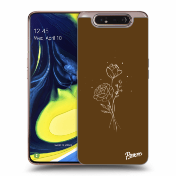 Picasee átlátszó szilikon tok az alábbi mobiltelefonokra Samsung Galaxy A80 A805F - Brown flowers