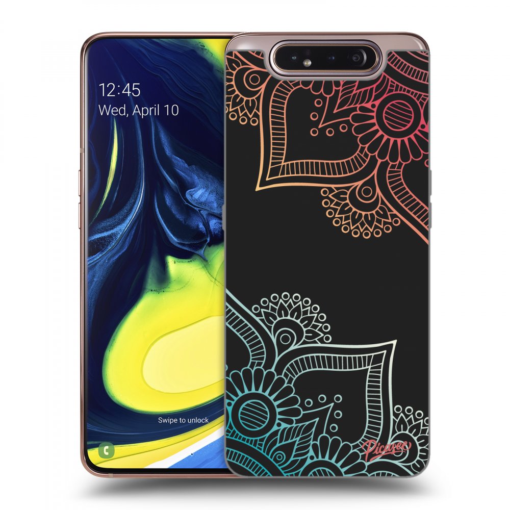 Picasee fekete szilikon tok az alábbi mobiltelefonokra Samsung Galaxy A80 A805F - Flowers pattern