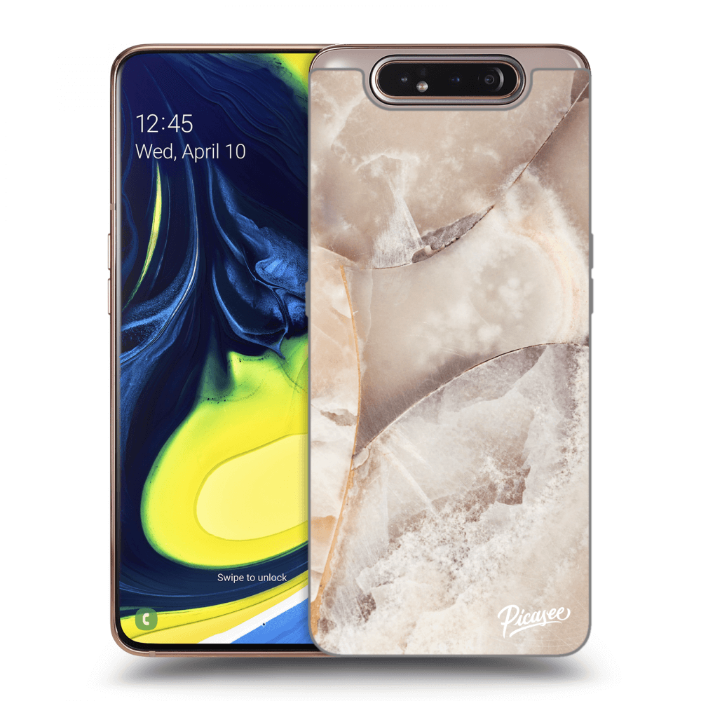 Picasee átlátszó szilikon tok az alábbi mobiltelefonokra Samsung Galaxy A80 A805F - Cream marble