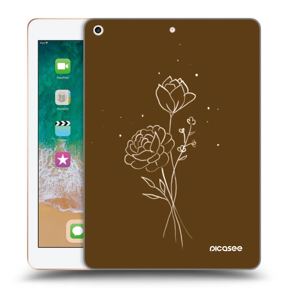 Picasee átlátszó szilikon tok az alábbi táblagépre Apple iPad 9.7" 2018 (6. gen) - Brown flowers